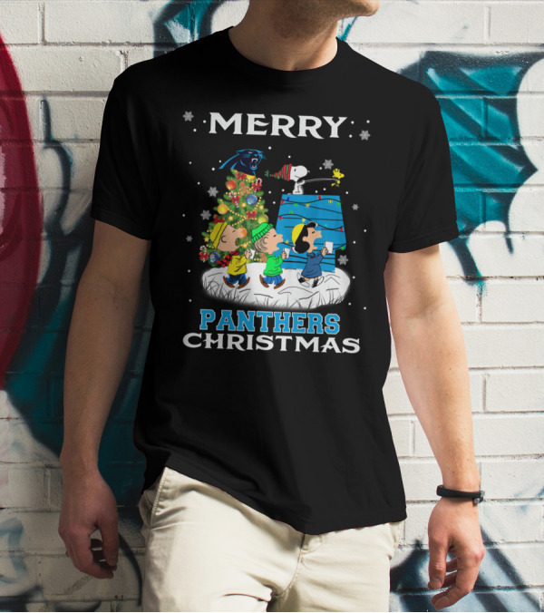 Merry Carolina Panthers Christmas Snoopy Peanuts Fans T-Shirt