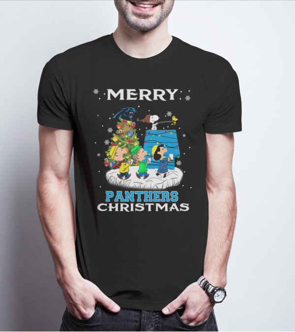 Merry Carolina Panthers Christmas Snoopy Peanuts Fans T-Shirt