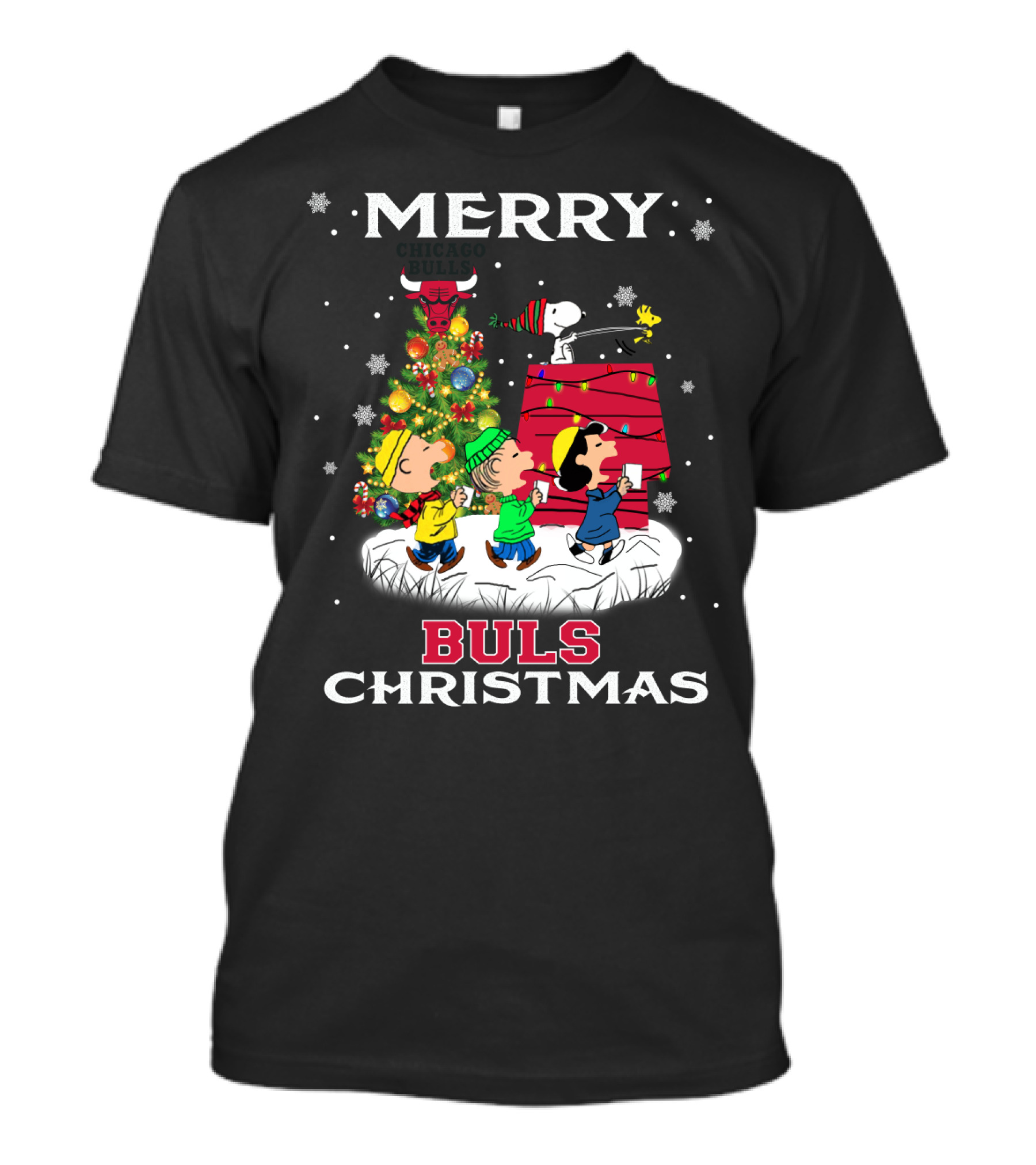 Merry Bulls Christmas For Snoopy Fans T-Shirt