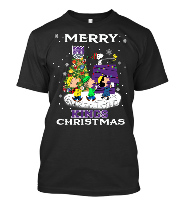 Merry Sacramento Kings Christmas For Snoopy Fans Peanuts Holiday Scene T-Shirt