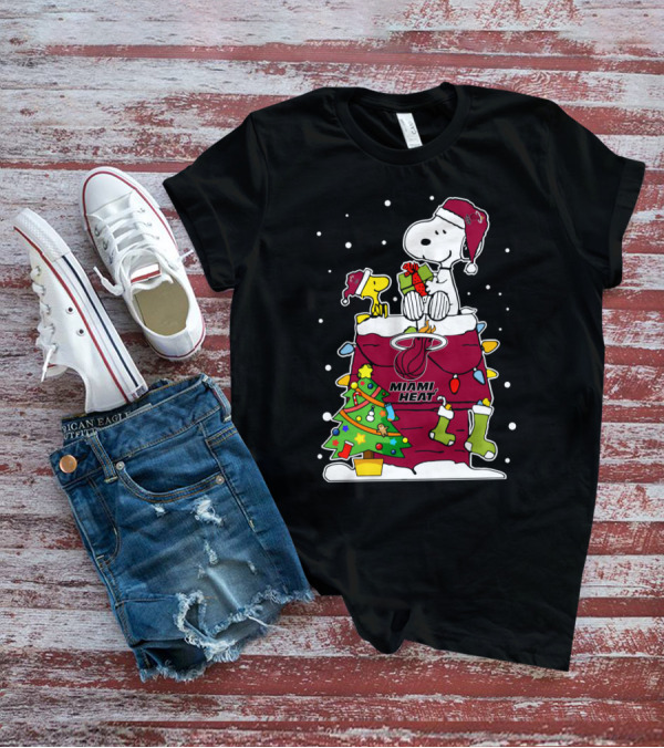 Snoopy Christmas Miami Heat Festive Cheer T-Shirt
