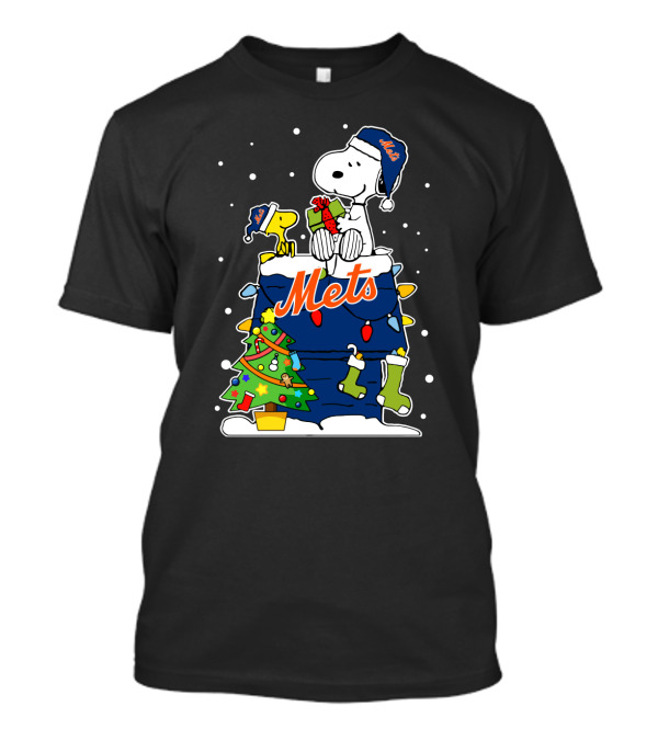 Snoopy And Woodstock Christmas Mets Fans Delight T-Shirt