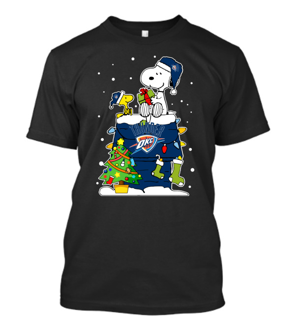 Oklahoma City Thunder Snoopy Christmas Festive Celebration T-Shirt