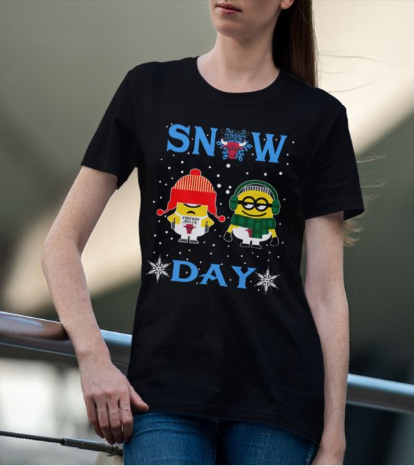 Snow Day Chicago Bulls Minions Winter Theme T-Shirt