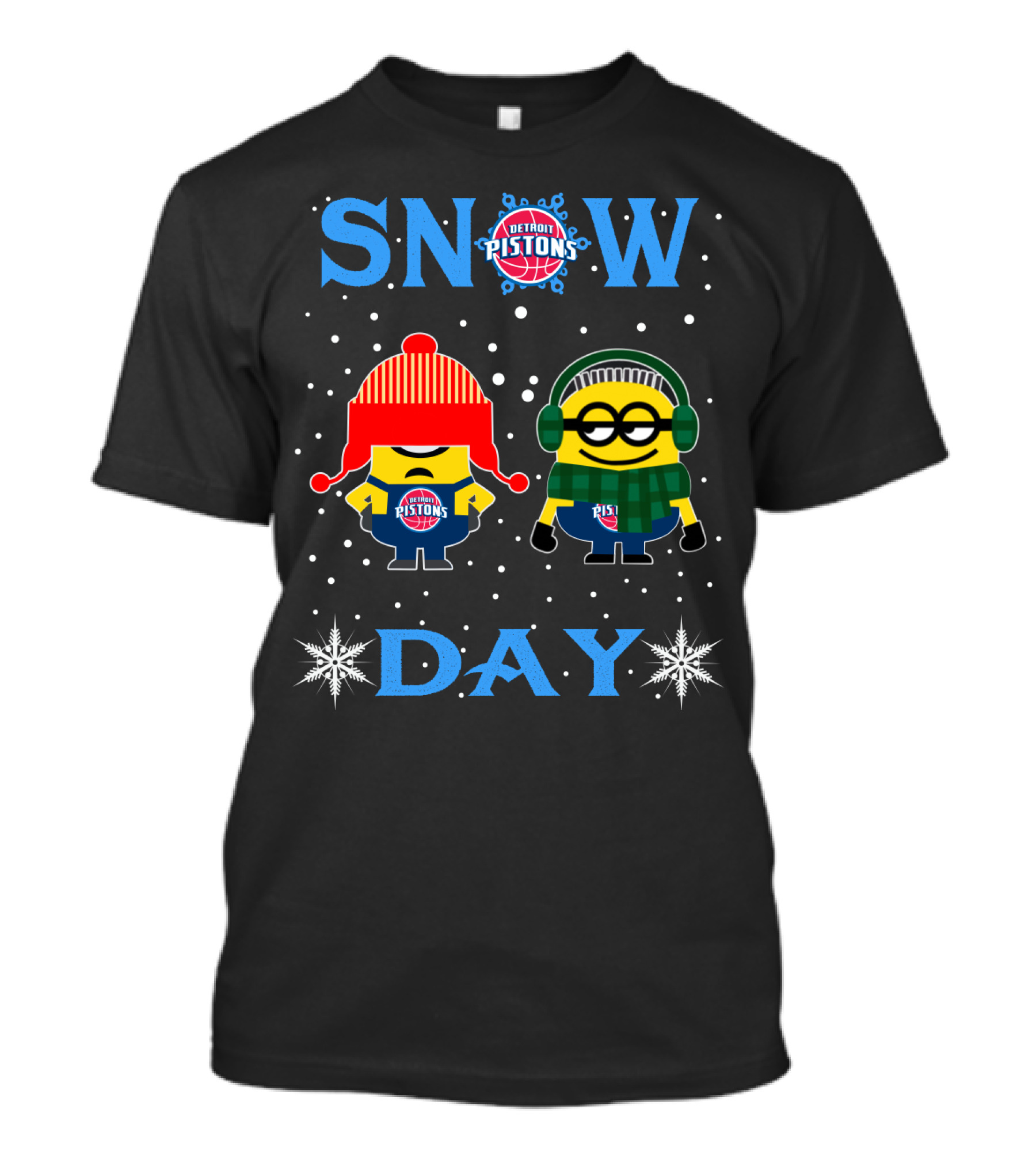 Snow Day For Detroit Pistons And Minion Fans Winter Fun T-Shirt