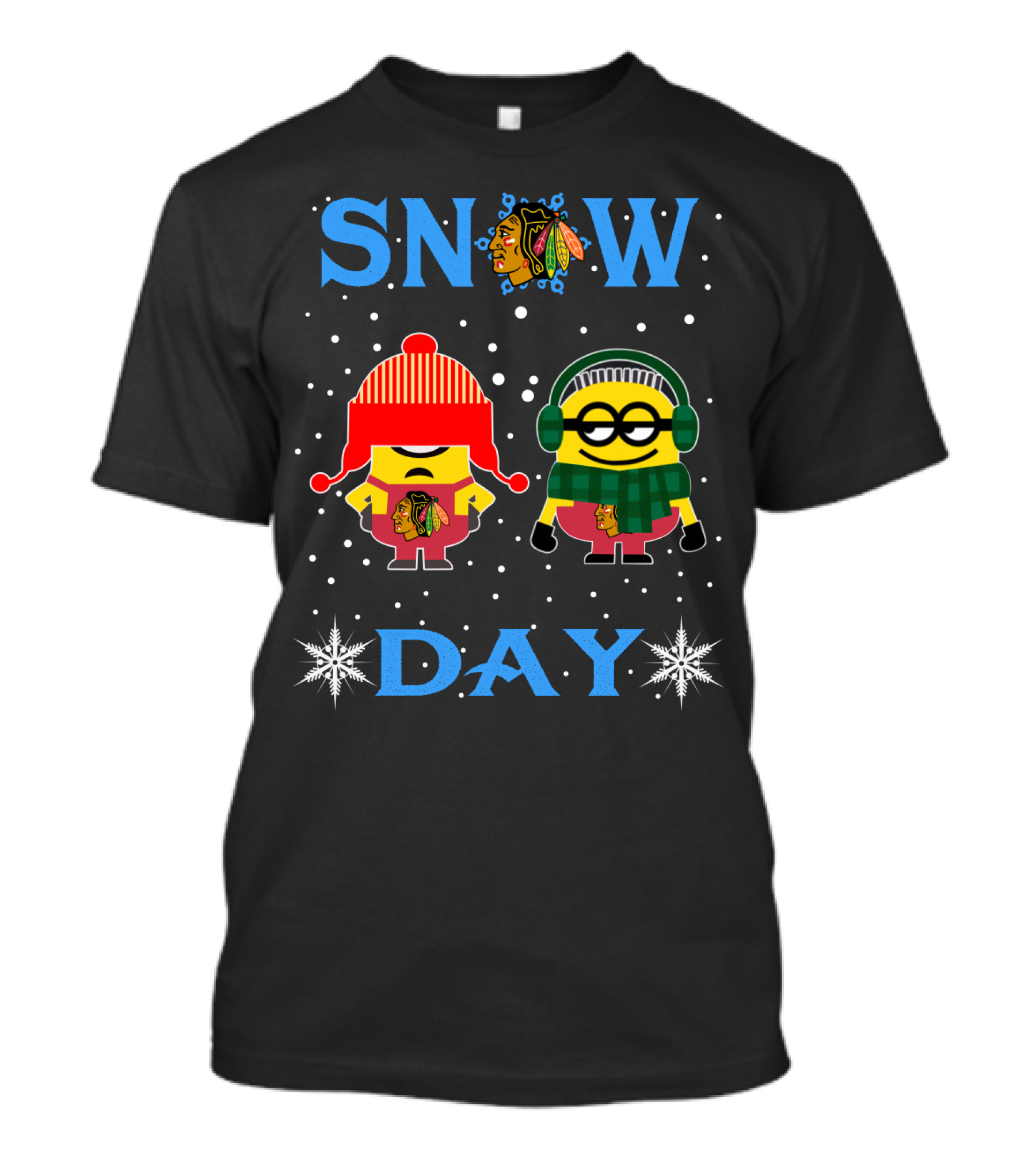 Chicago Blackhawks Minions Snow Day Winter Fun T-Shirt