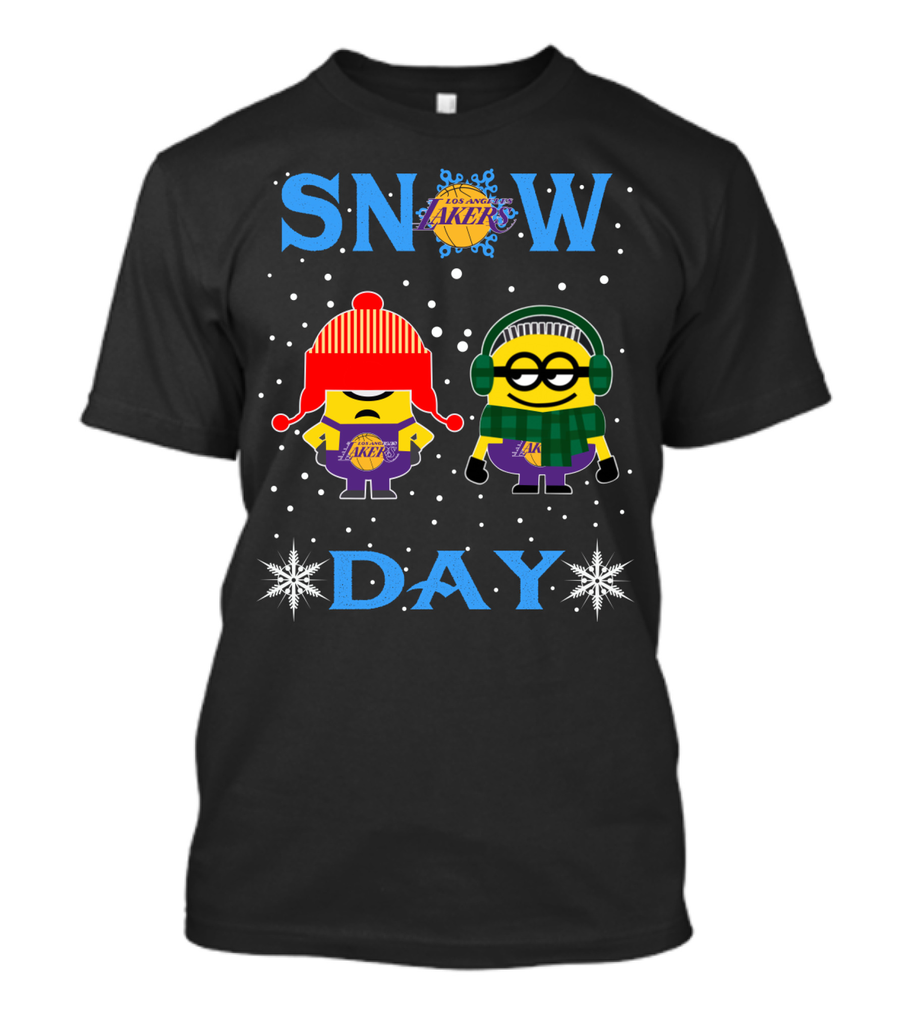 Snow Day Los Angeles Lakers Vs Minion T-Shirt