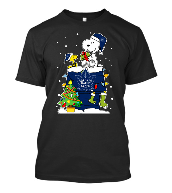 Toronto Maple Leafs Snoopy Christmas Theme With Woodstock And Holiday Tree Decorations T-Shirt