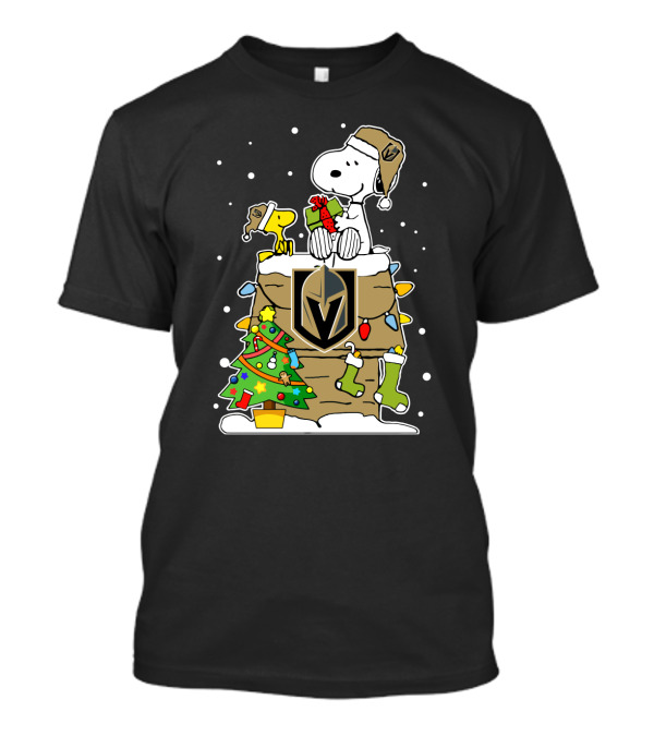 Vegas Golden Knights Snoopy Christmas Gift Stack Peanuts Fan T-Shirt