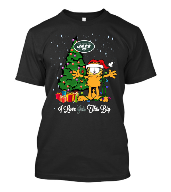 I Love Jets This Big Xmas Garfield Cat New York Jets Fans T-Shirt