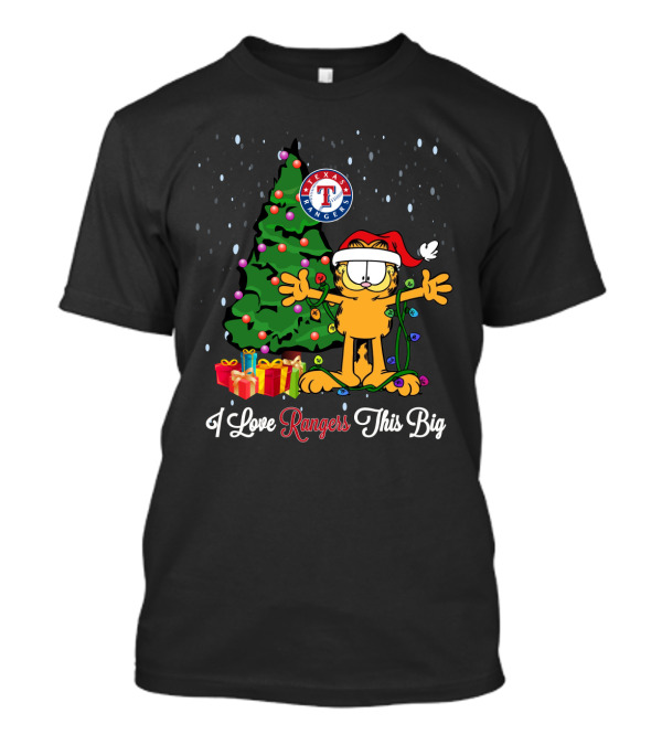 I Love Rangers This Big Texas Rangers Garfield Christmas Tree Presents T-Shirt