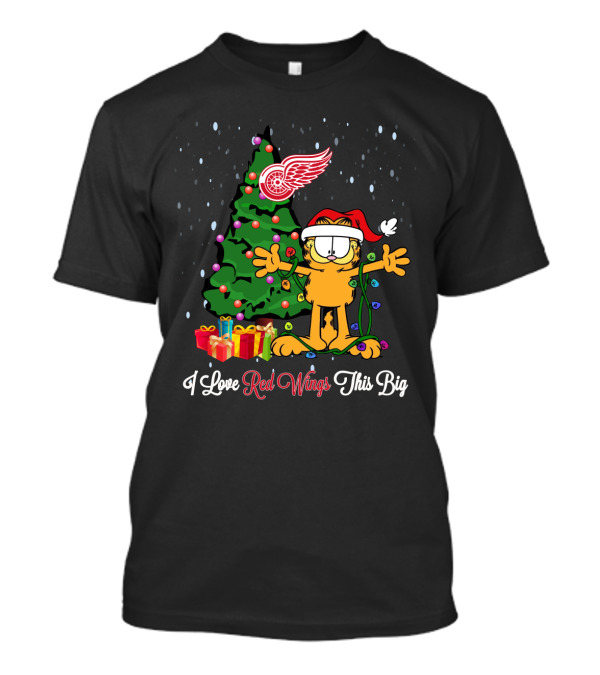 Garfield Christmas I Love Detroit Red Wings Holiday T-Shirt