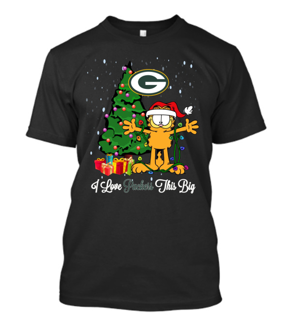 I Love Packers This Big Garfield Christmas Tree Green Bay Packers T-Shirt