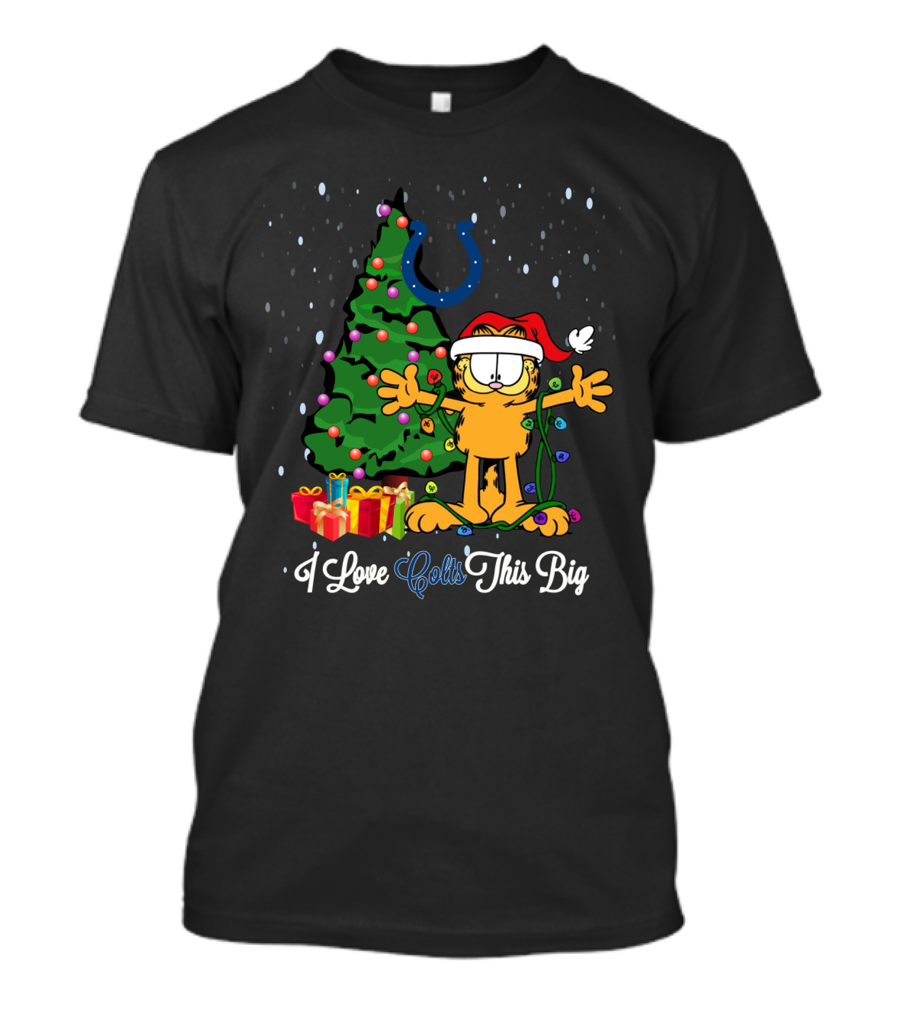 I Love Colts This Big Xmas Garfield Cat Indianapolis Colts T-Shirt