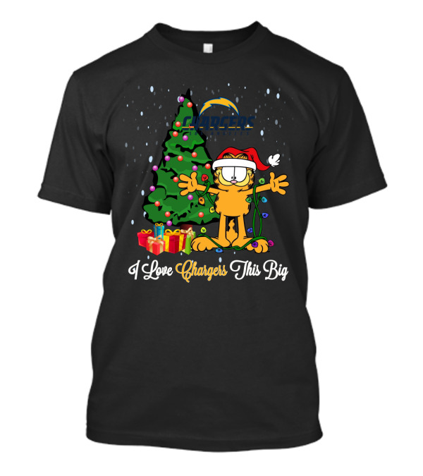 I Love Chargers This Big Garfield Xmas Tree T-Shirt