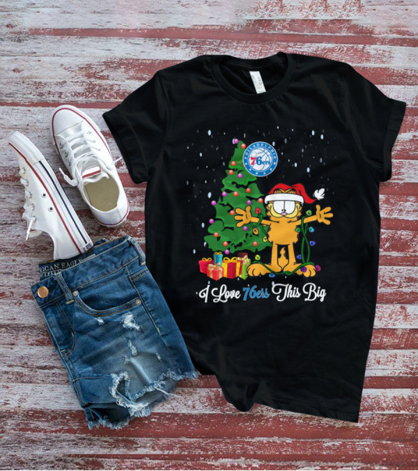 Garfield Xmas I Love 76ers This Big Philadelphia 76ers Logo Christmas Tree T-Shirt