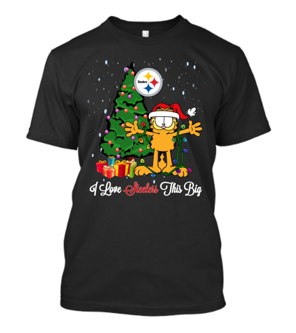 I Love Steelers This Big Garfield Christmas Tree Steelers T-Shirt