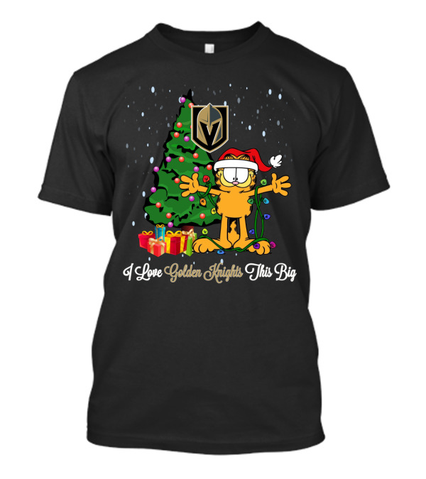 I Love Golden Knights This Big Xmas Tree Garfield Santa Hat Christmas Gifts T-Shirt