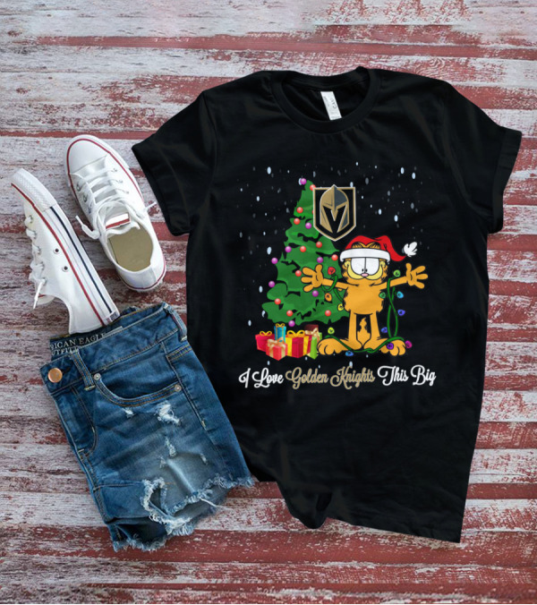 I Love Golden Knights This Big Xmas Tree Garfield Santa Hat Christmas Gifts T-Shirt