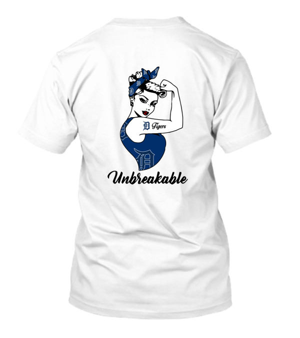 Unbreakable Detroit Tigers Strong Girl With Tattoo And Bandana T-Shirt