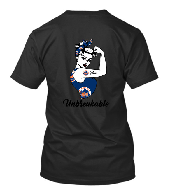 New York Mets Strong Girl Unbreakable Rosie The Riveter T-Shirt