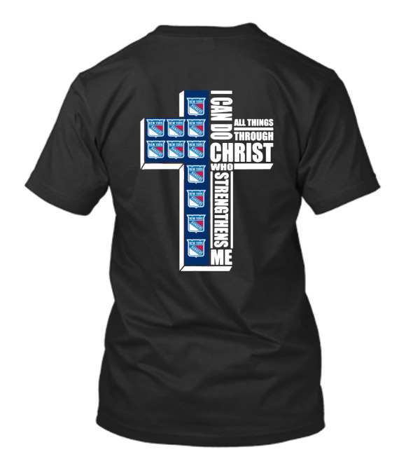 New York Rangers I Can Do All Things Through Christ Logo Cross T-Shirt