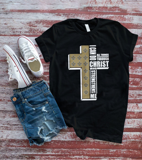 I Can Do All Things Through Christ Cross With Fleur-de-Lis Symbols T-Shirt