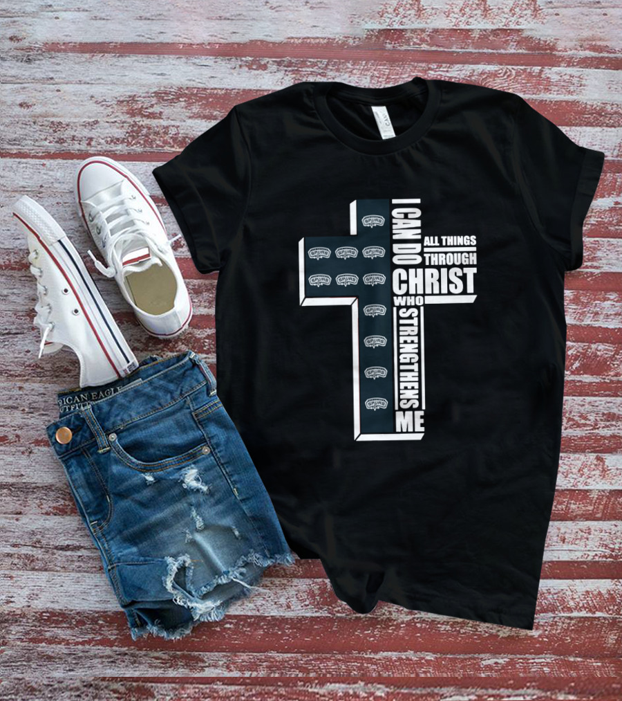 Spurs I Can Do All Things Through Christ Who Strengthens Me Cross T-Shirt