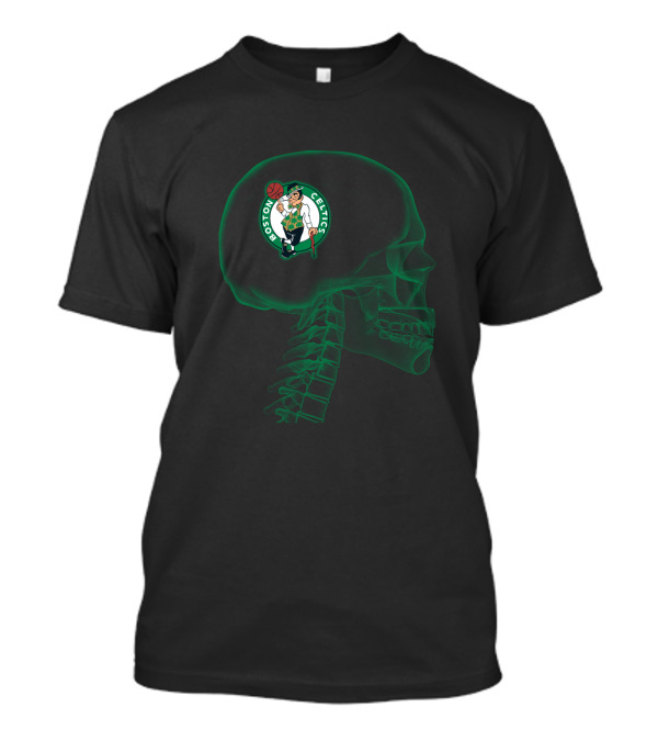 Boston Celtics Brain X-Ray Halloween Skull T-Shirt