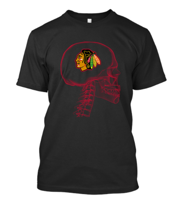 Chicago Blackhawks Brain X-Ray Neon Skull T-Shirt