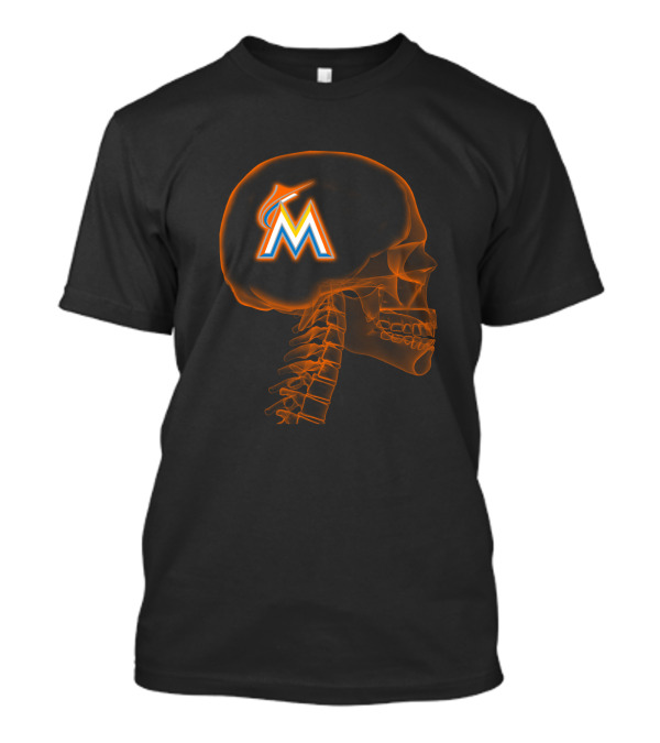 Miami Marlins Brain X-Ray Skeleton T-Shirt