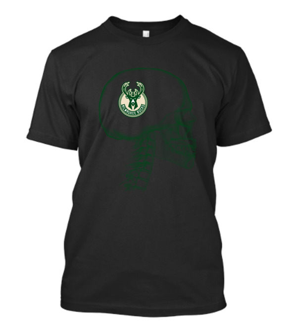 Milwaukee Bucks Skull Halloween Green Glow Brain T-Shirt