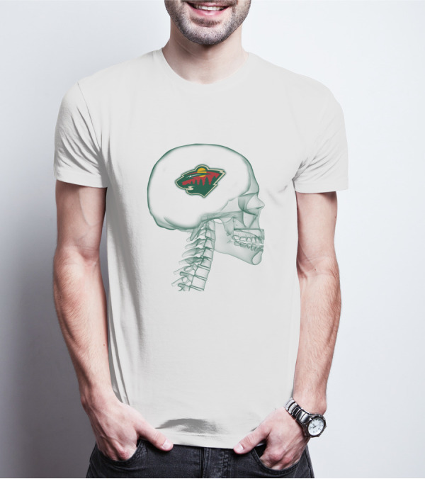 Minnesota Wild Logo Inside Skull Brain T-Shirt