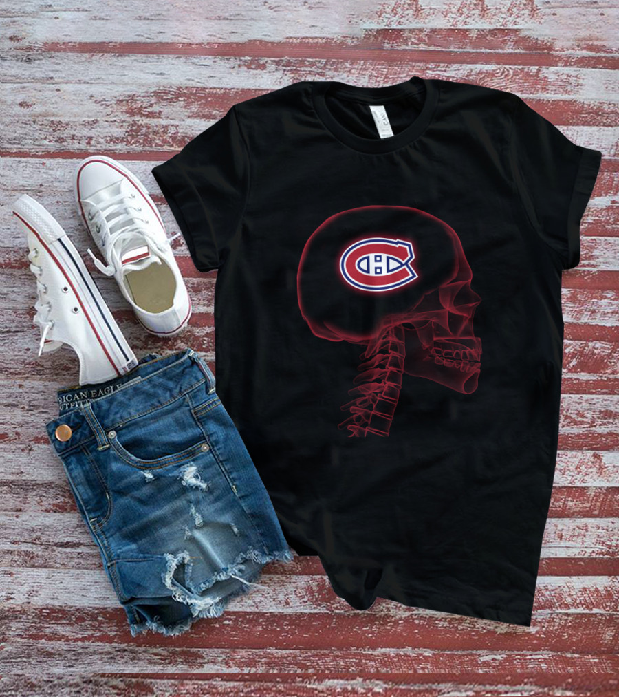 Montreal Canadiens Logo Inside Skull Brain T-Shirt