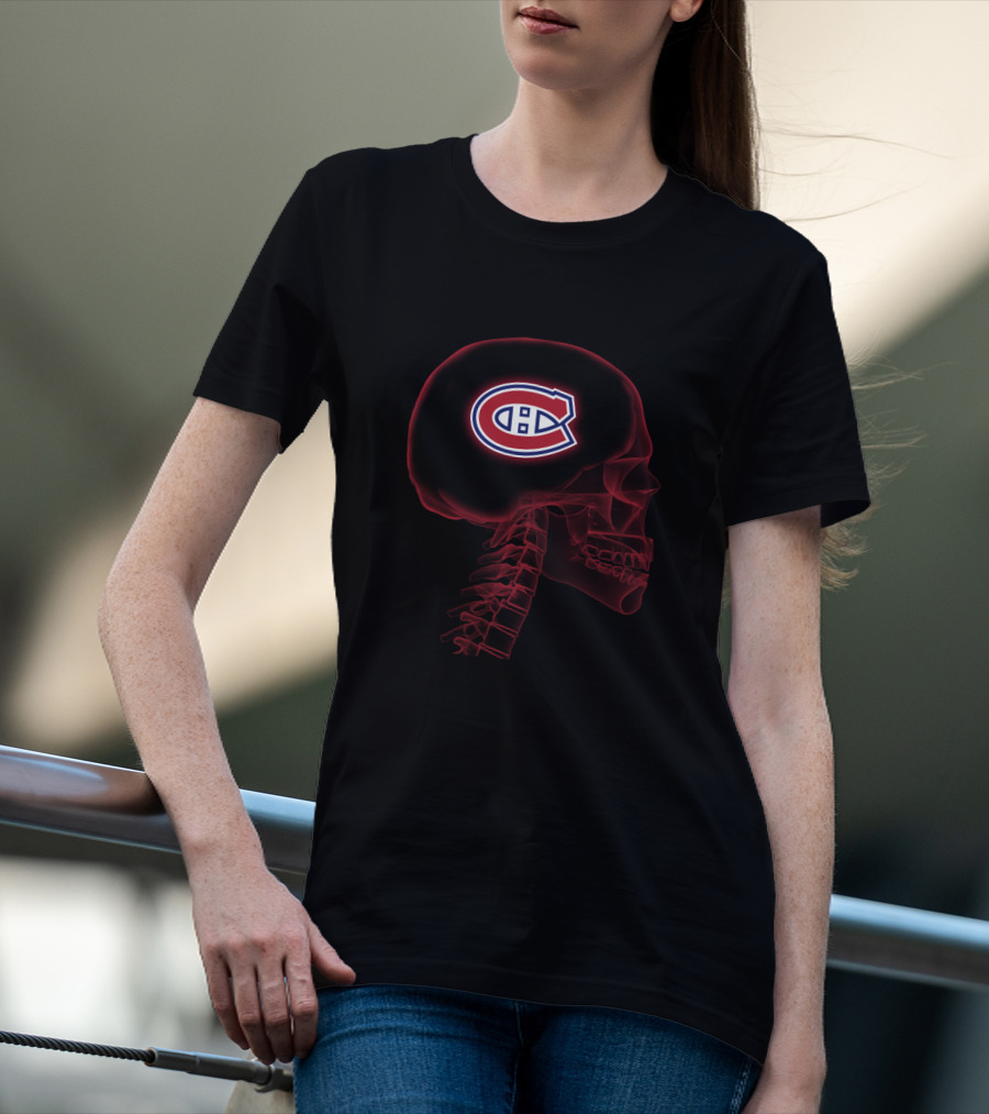 Montreal Canadiens Logo Inside Skull Brain T-Shirt