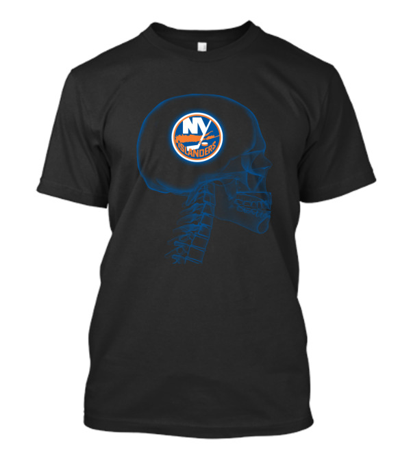 New York Islanders Logo Inside Skull Brain X-Ray T-Shirt
