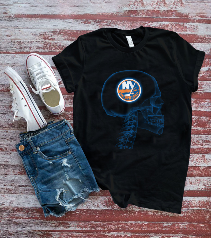 New York Islanders Logo Inside Skull Brain X-Ray T-Shirt