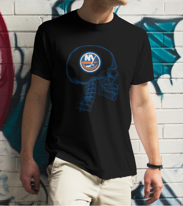 New York Islanders Logo Inside Skull Brain X-Ray T-Shirt