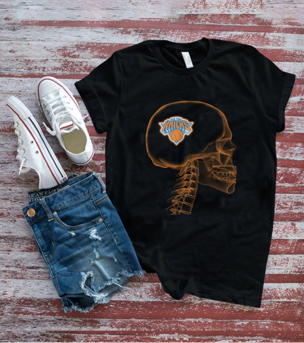 New York Knicks Logo Inside Skull Halloween Concept T-Shirt