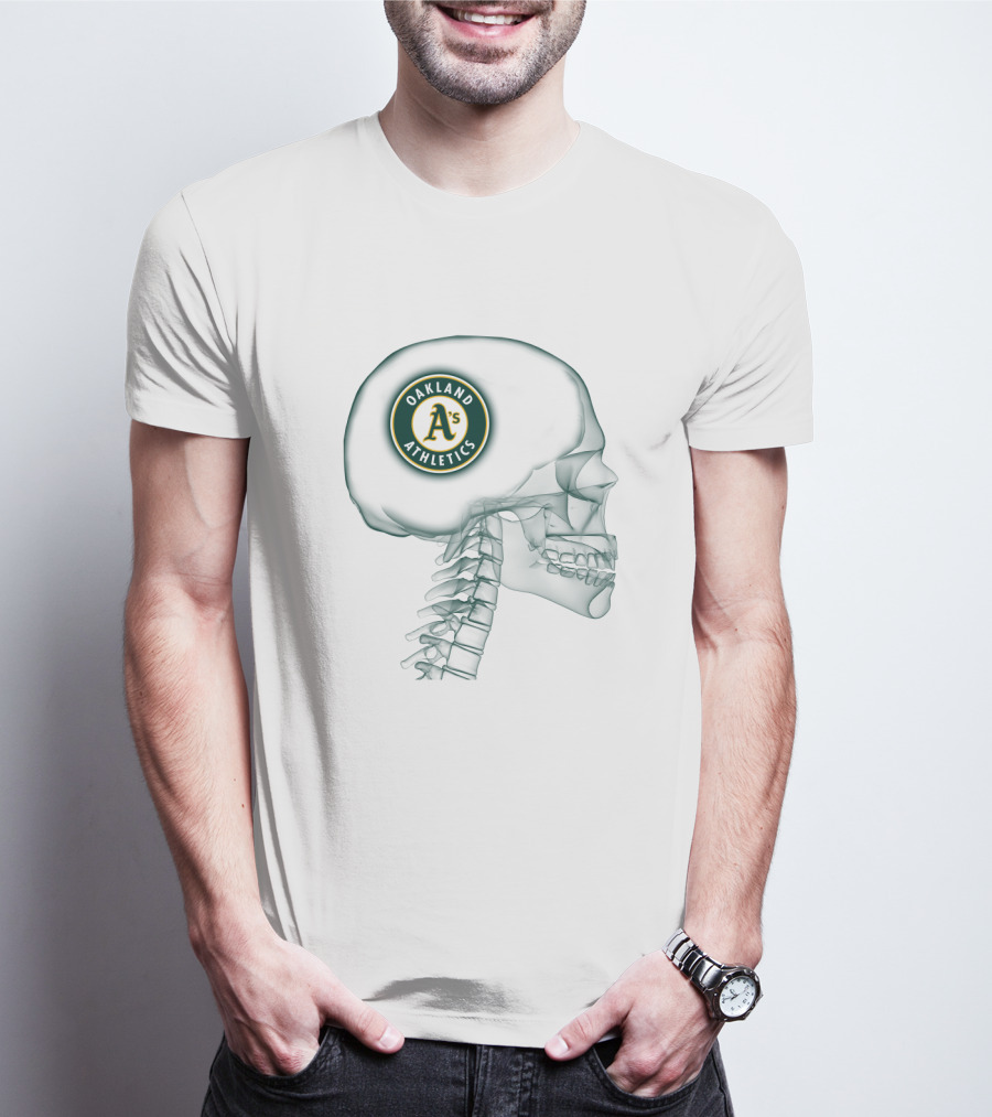 Oakland Athletics A's Logo Inside Skull T-Shirt