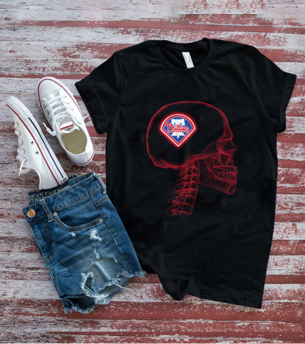 Philadelphia Phillies Logo Embedded In Mind Skull T-Shirt