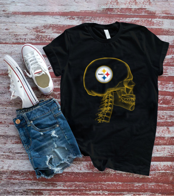 Pittsburgh Steelers Logo In Skull Halloween T-Shirt