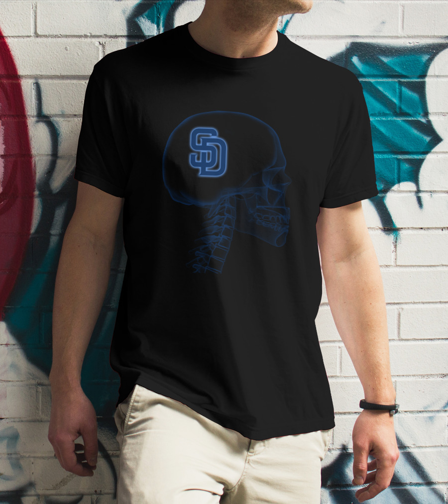 San Diego Padres SD Logo In Skull Brain T-Shirt