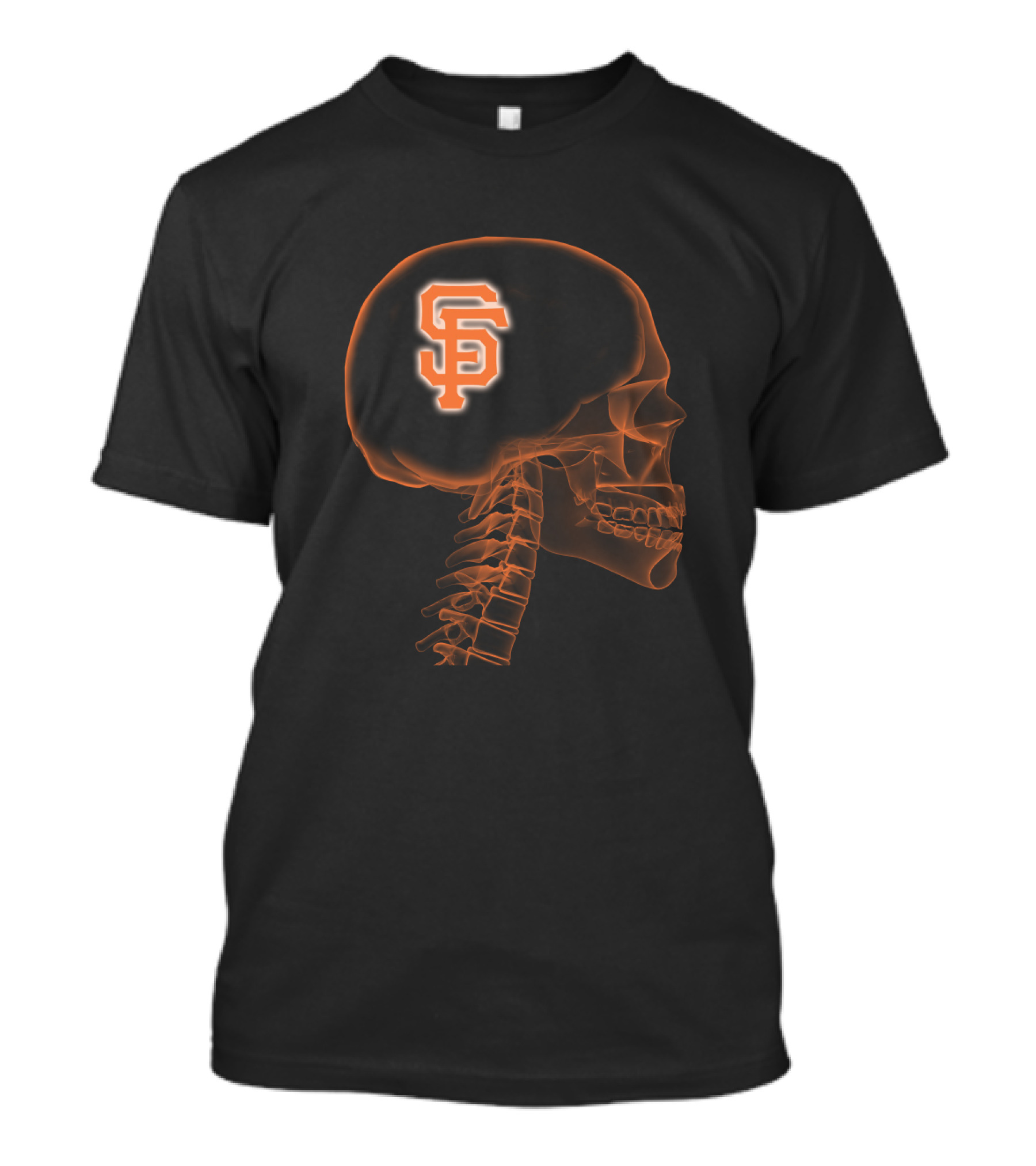 San Francisco Giants SF Logo In Orange Skull Brain X-Ray T-Shirt