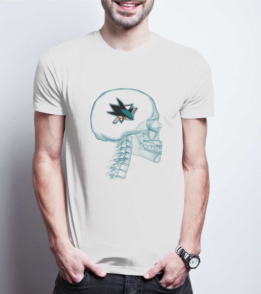 San Jose Sharks Logo Inside X-Ray Brain Concept T-Shirt