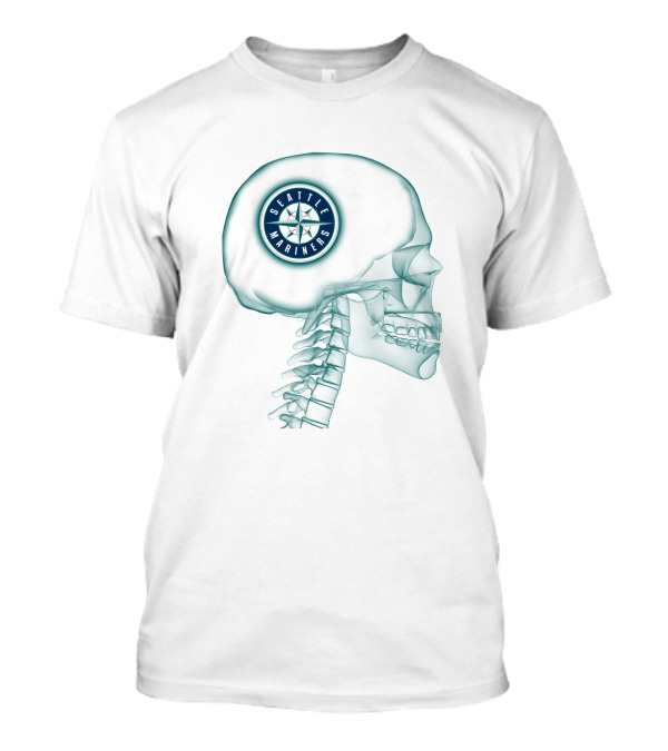 Seattle Mariners Logo Inside X-Ray Skull Image T-Shirt