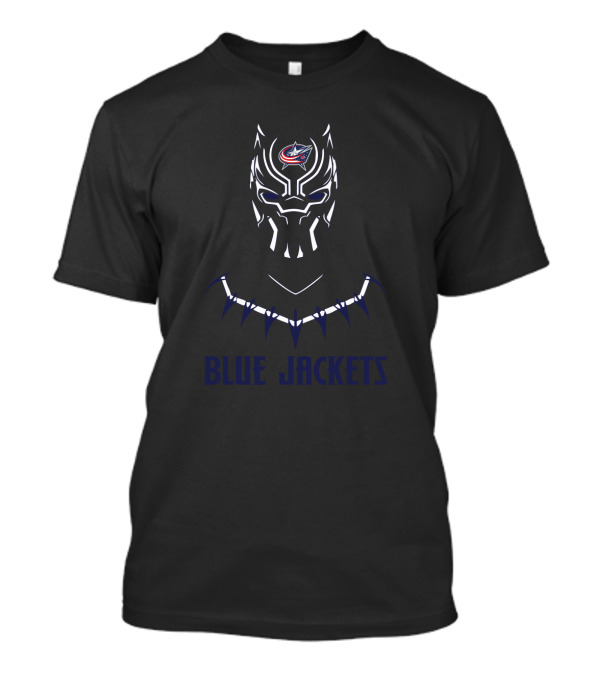 Blue Jackets NHL Logo With Black Panther Helmet T-Shirt
