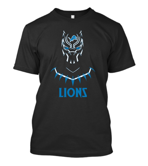Black Panther Mask Detroit Lions Logo Fans T-Shirt