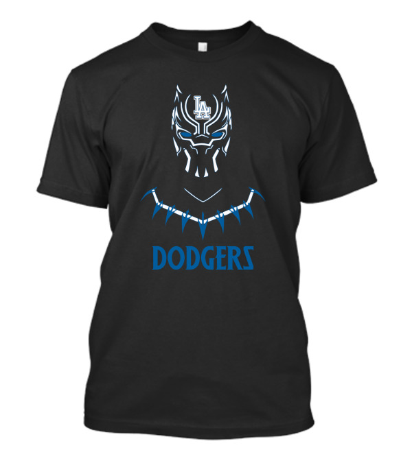 Los Angeles Dodgers Logo And Black Panther Mask With Necklace T-Shirt