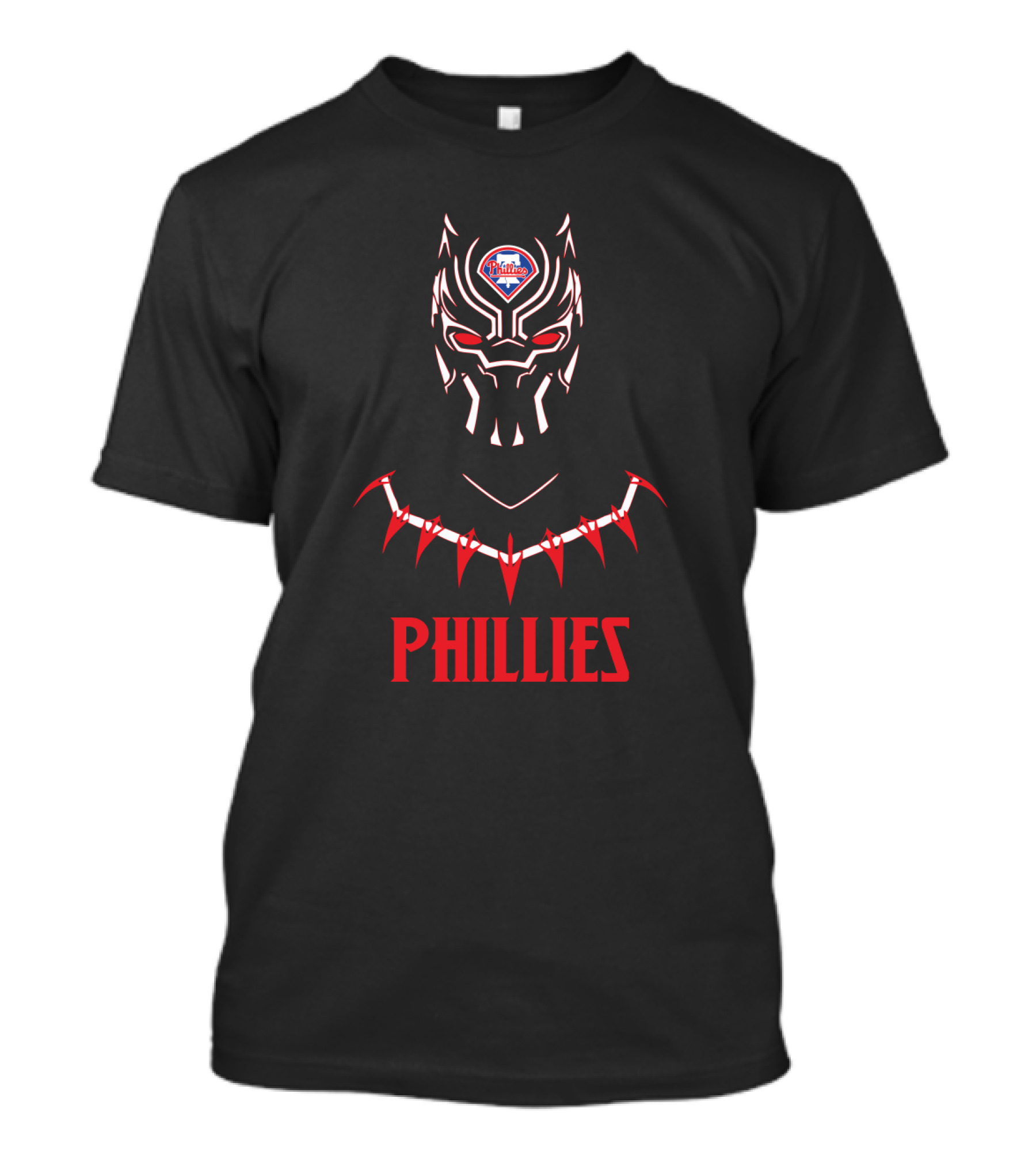 Black Panther Mask With Phillies MLB Logo For Fans T-Shirt